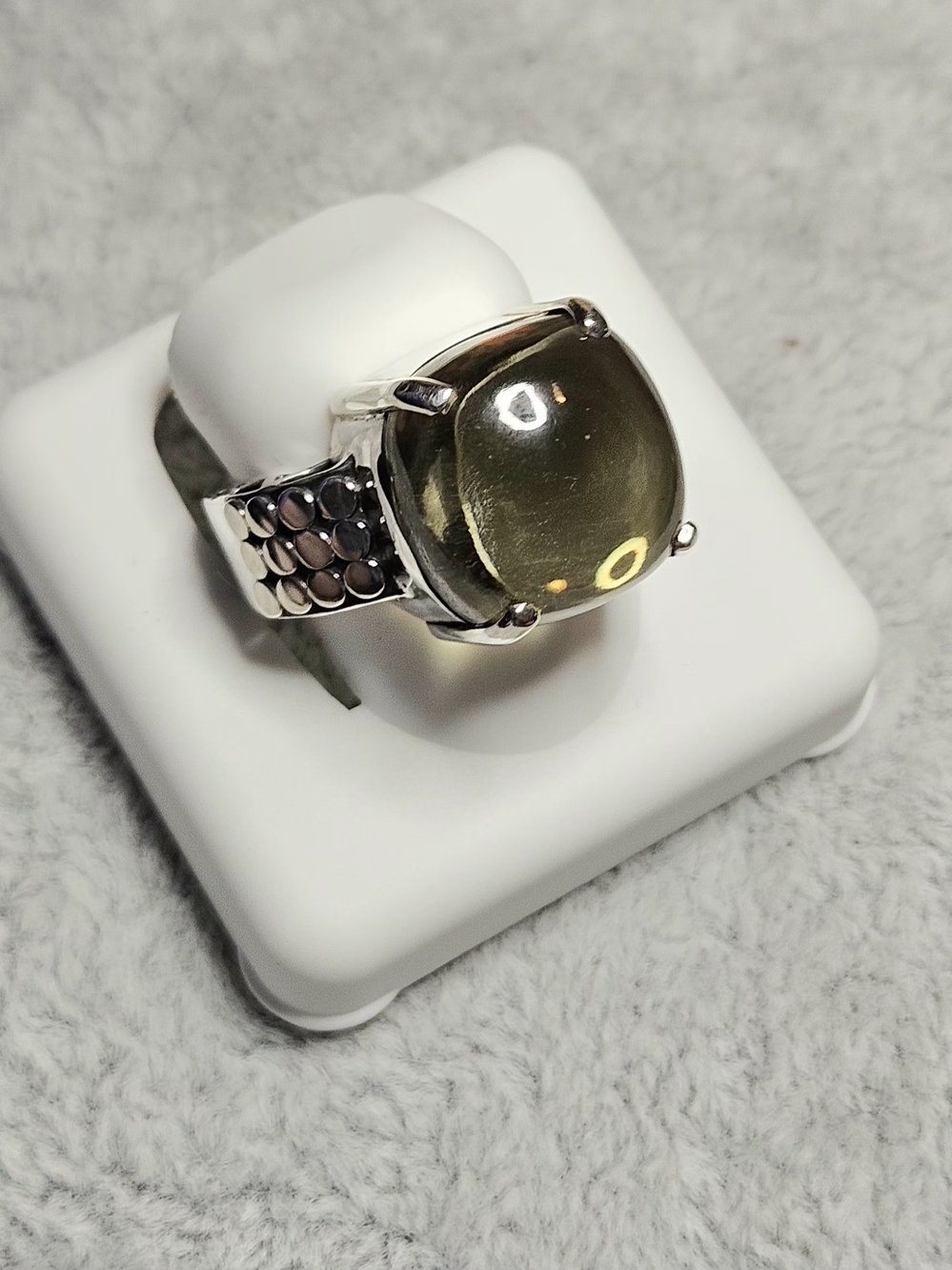 NWOT Sterling Silver Cushion Lemon Quartz Cabochon Statement Ring Size 6.5